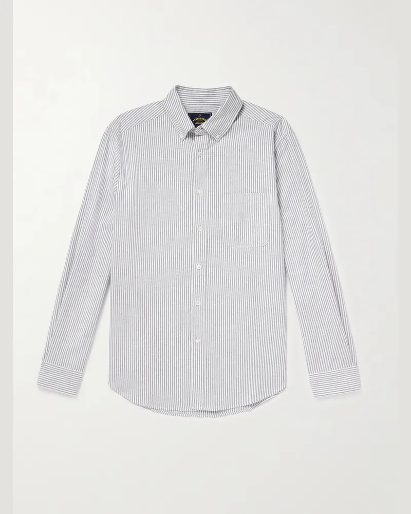 Portuguese Flannel Gestreiftes Hemd aus gebürstetem Baumwoll-Oxford mit Button-Down-Kragen Blau