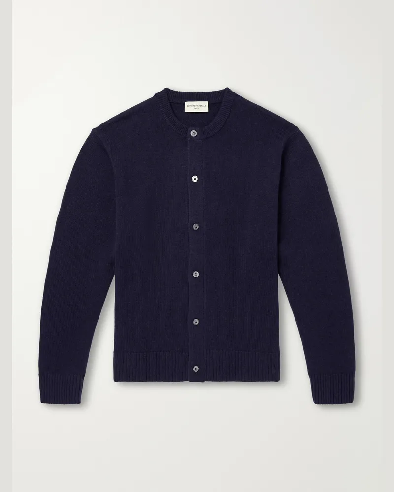 Officine Generale Manoe Merino Wool and Cashmere-Blend Cardigan Blue