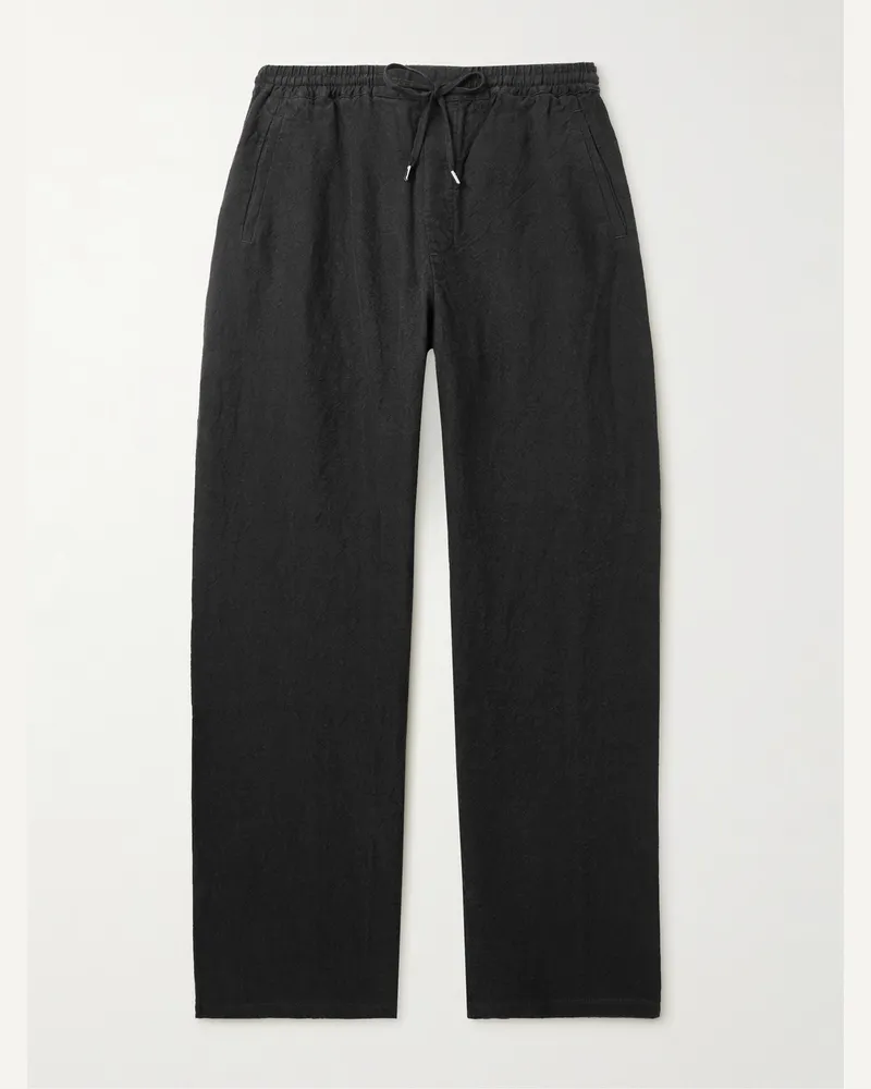 A Kind Of Guise Samurai weit geschnittene Hose aus Leinen Schwarz