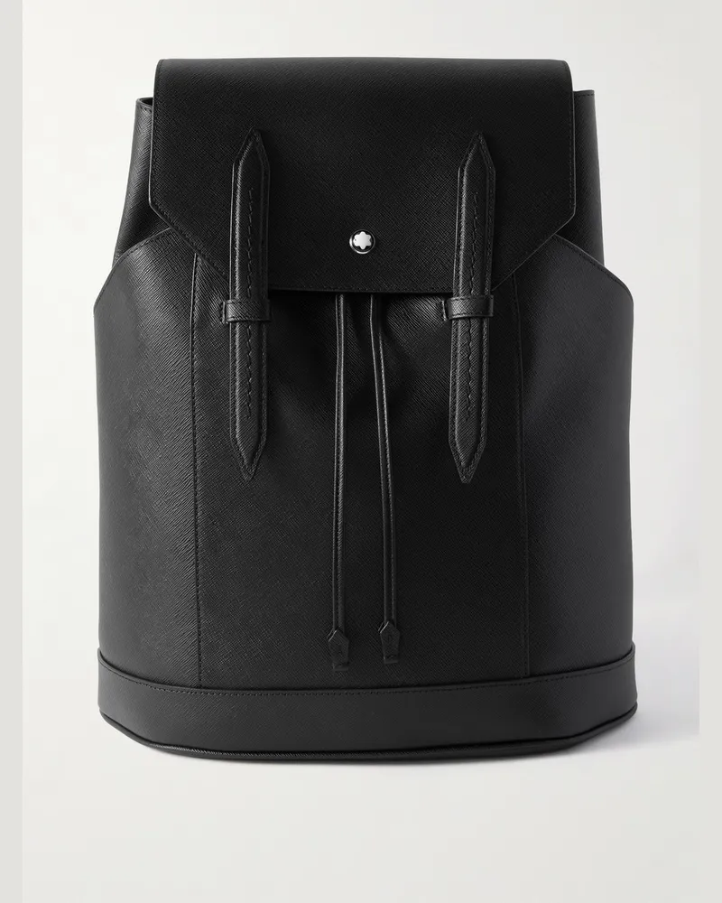 Montblanc Sartorial mittelgroßer Rucksack aus quergemasertem Leder Schwarz