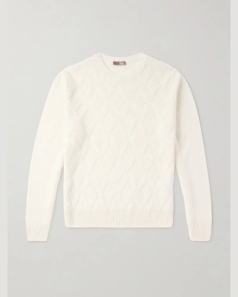 Herno Jacquard-Knit Cashmere Sweater White