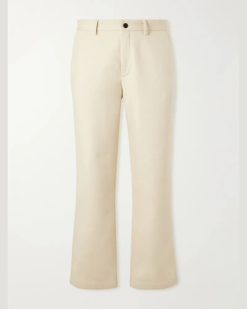 MR P. Straight-Leg Cotton and Cashmere-Blend Twill Trouser Neutrals