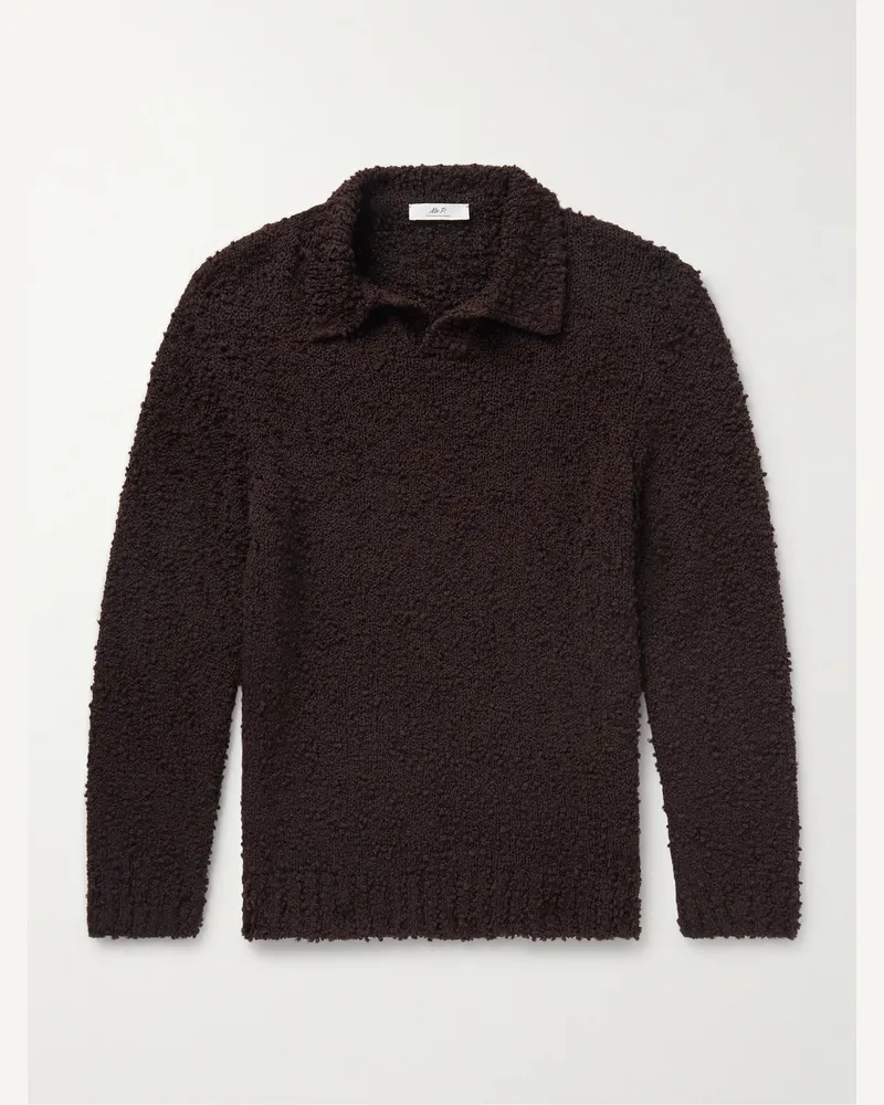 MR P. Pullover aus Bouclé aus einer Merinowollmischung mit Polokragen Braun
