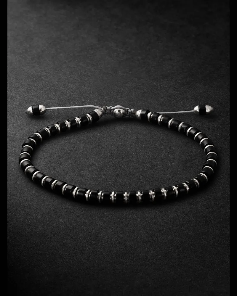 MAOR Sapet Sterling Silver, Onyx and Cord Bracelet Black