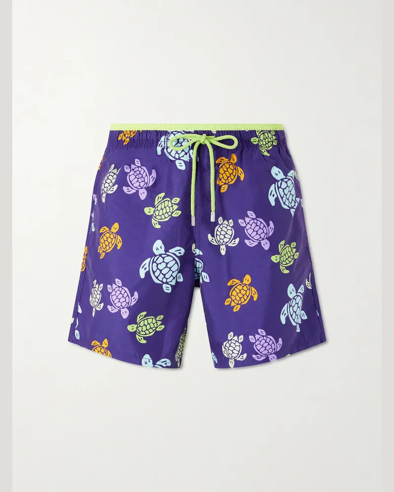Vilebrequin Moka Straight-Leg Mid-Length Printed ECONYL® Swim Shorts Purple