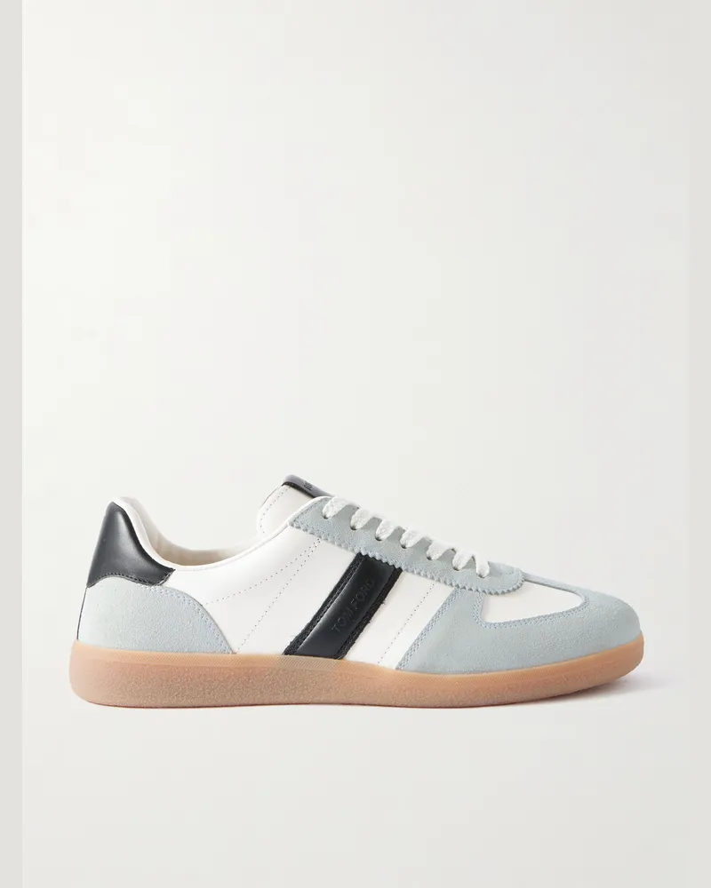Tom Ford Sneakers aus Leder mit Velourslederbesatz Weiß