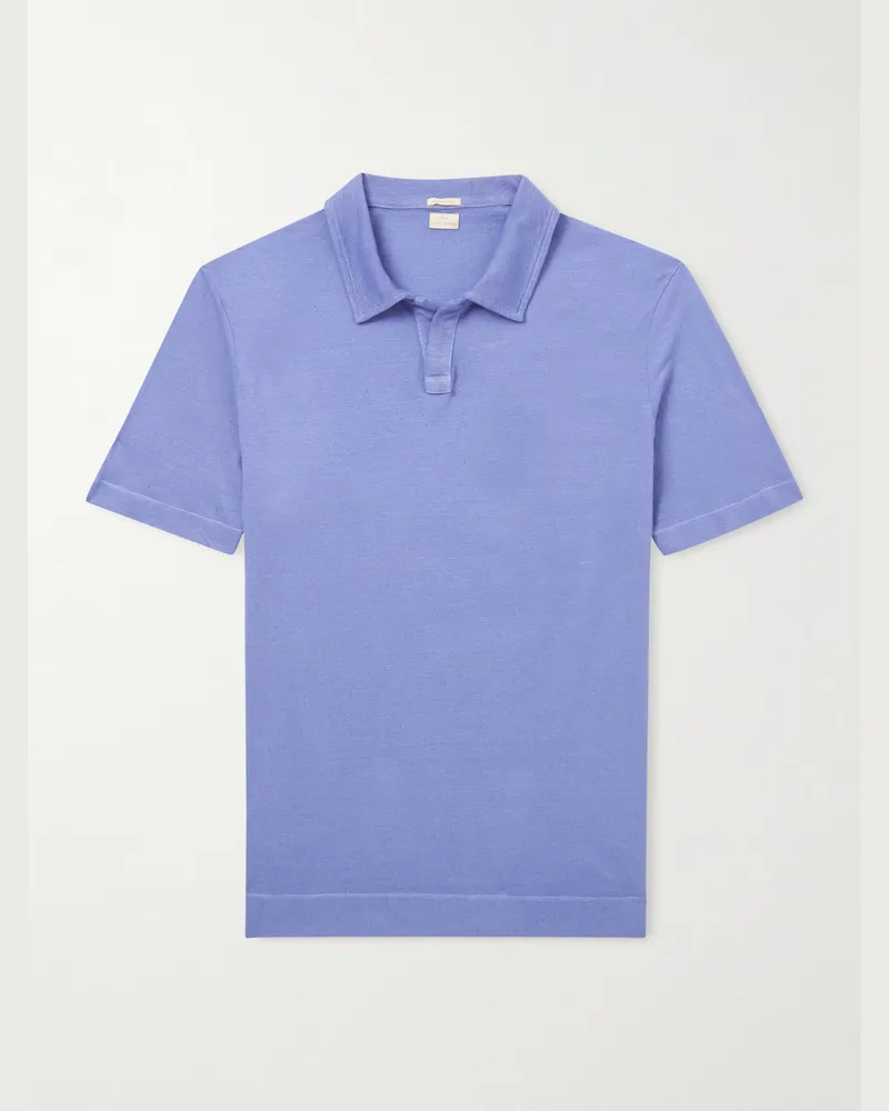 Massimo Alba Aruba Linen and Cotton-Blend Polo Shirt Purple