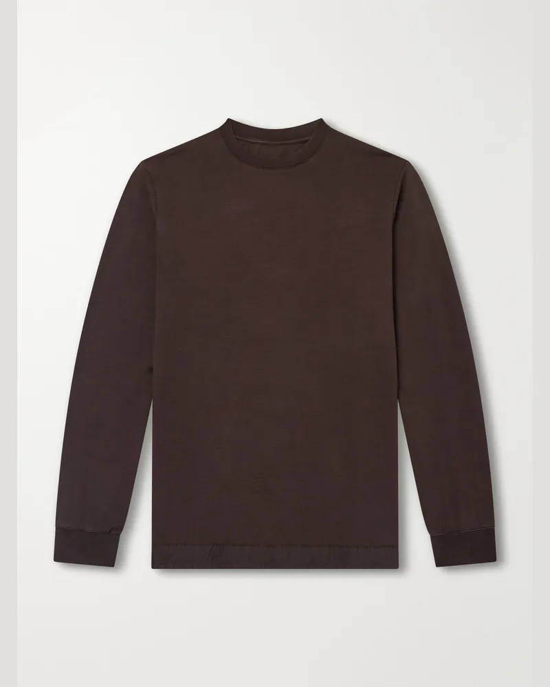 Casey Casey Felix Gabardine-Trimmed Cotton-Jersey T-Shirt Brown