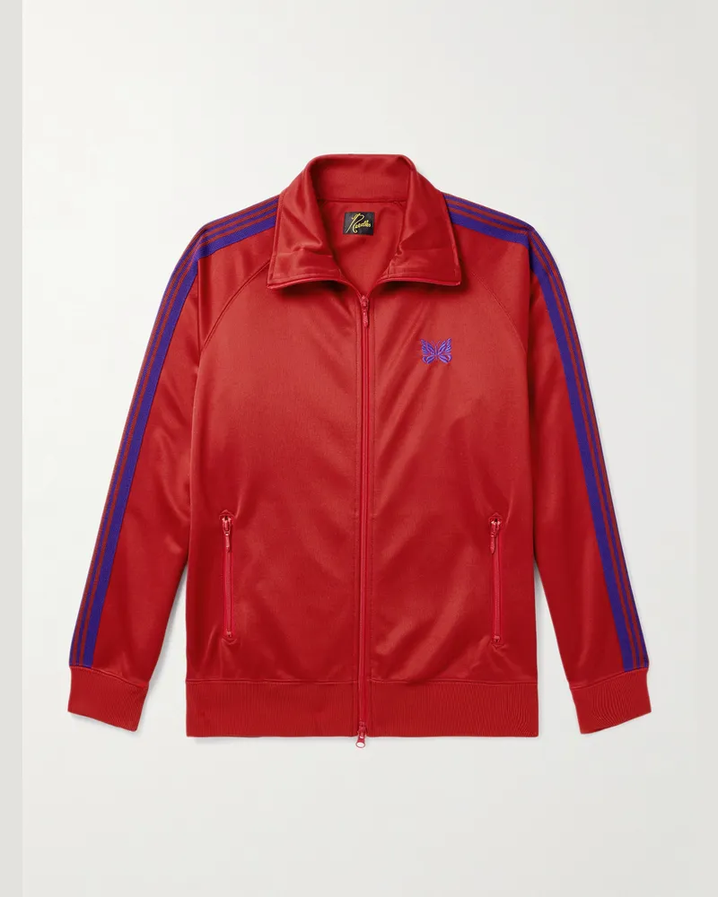 NEEDLES Trainingsjacke aus technischem Jersey mit Logostickerei und Streifen Rot