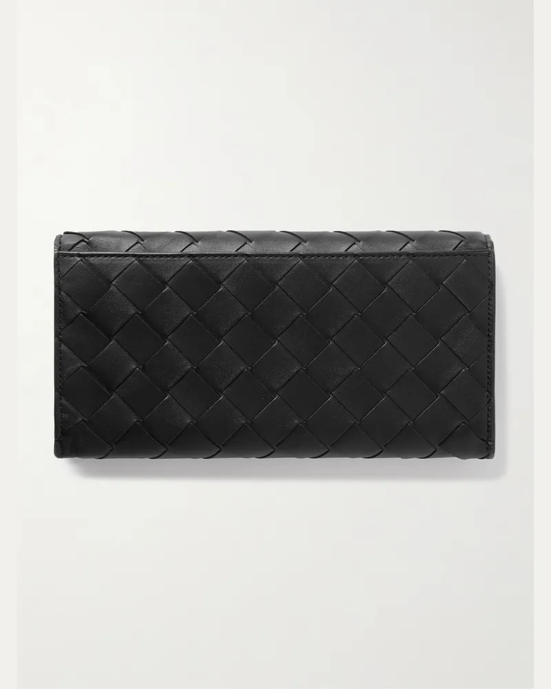 Bottega Veneta Portemonnaie aus Intrecciato-Leder Schwarz