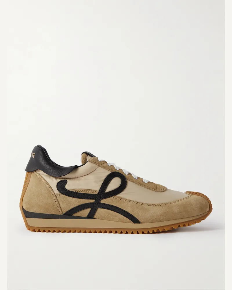 Loewe Flow Runner Sneakers aus Veloursleder und Nylon mit Lederbesatz Neutral