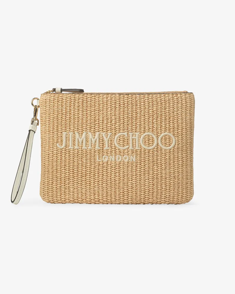 Jimmy Choo Zip Top Pouch Naturel