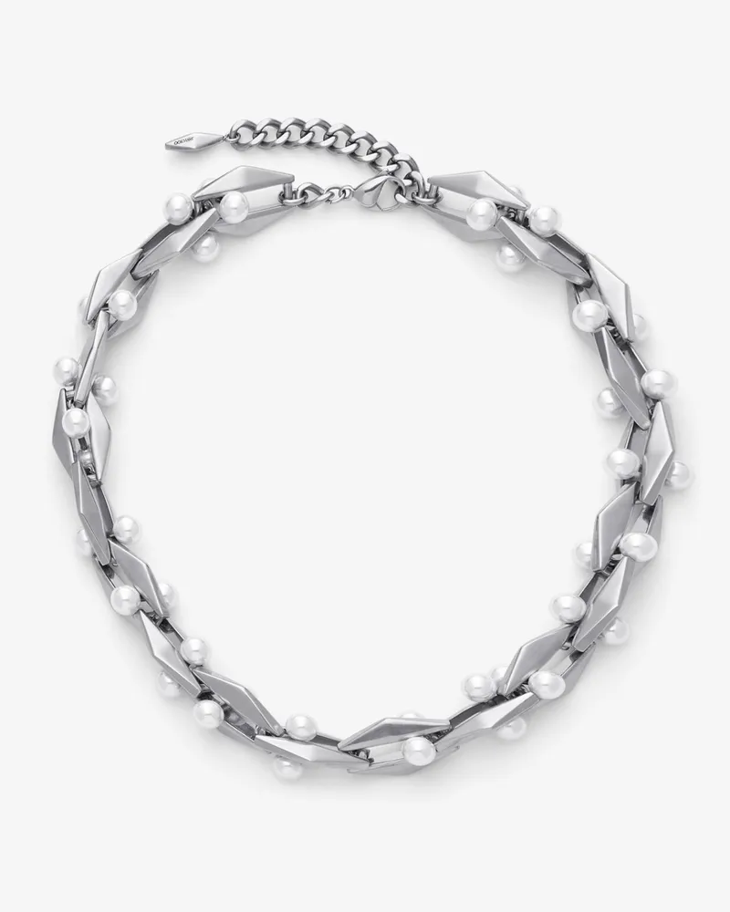 Jimmy Choo Diamond Chain Necklace Antiksilber