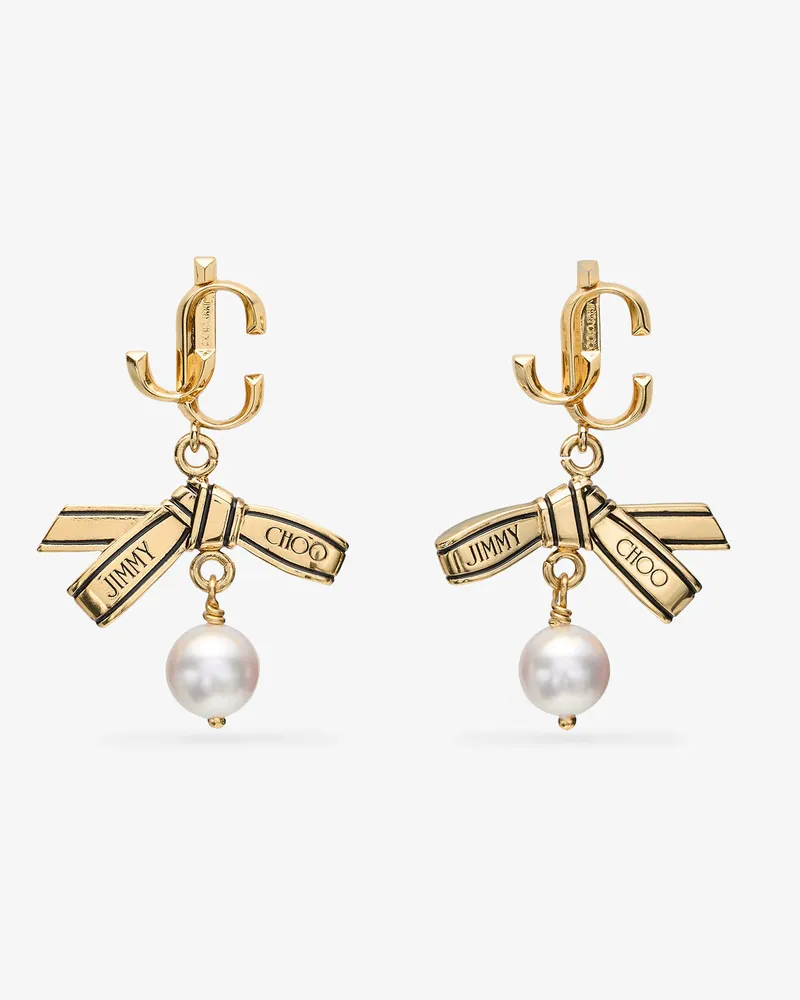 Jimmy Choo Ribbon Pearl Earring Gold