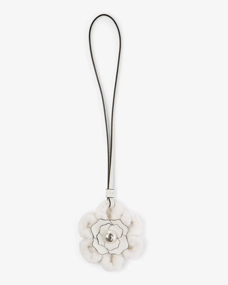 Jimmy Choo Knitted Flower Charm Neutral