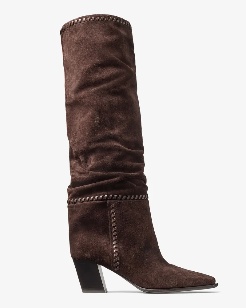 Jimmy Choo Hart Stitch Knee Boot 60 Schokoladenbraun
