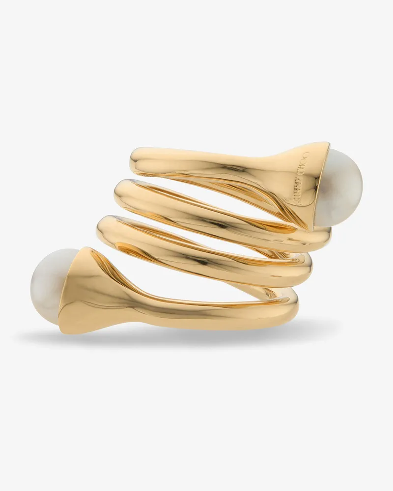 Jimmy Choo Drop Pearl Ring Gold