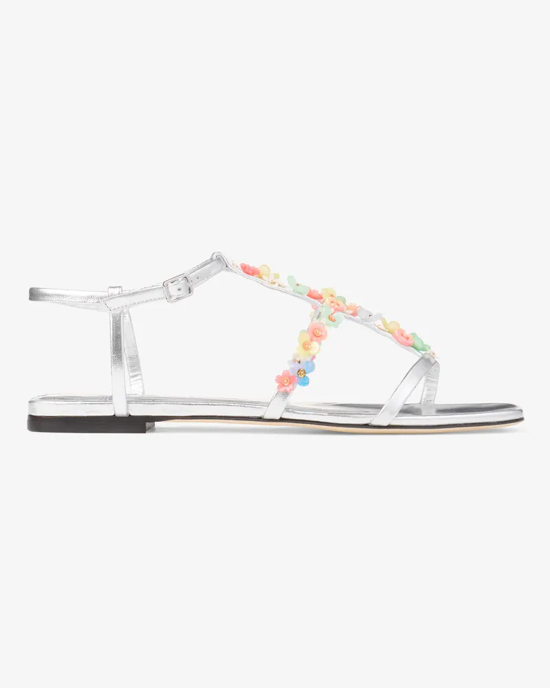 Jimmy Choo Gwyn Daisy Flat Silber