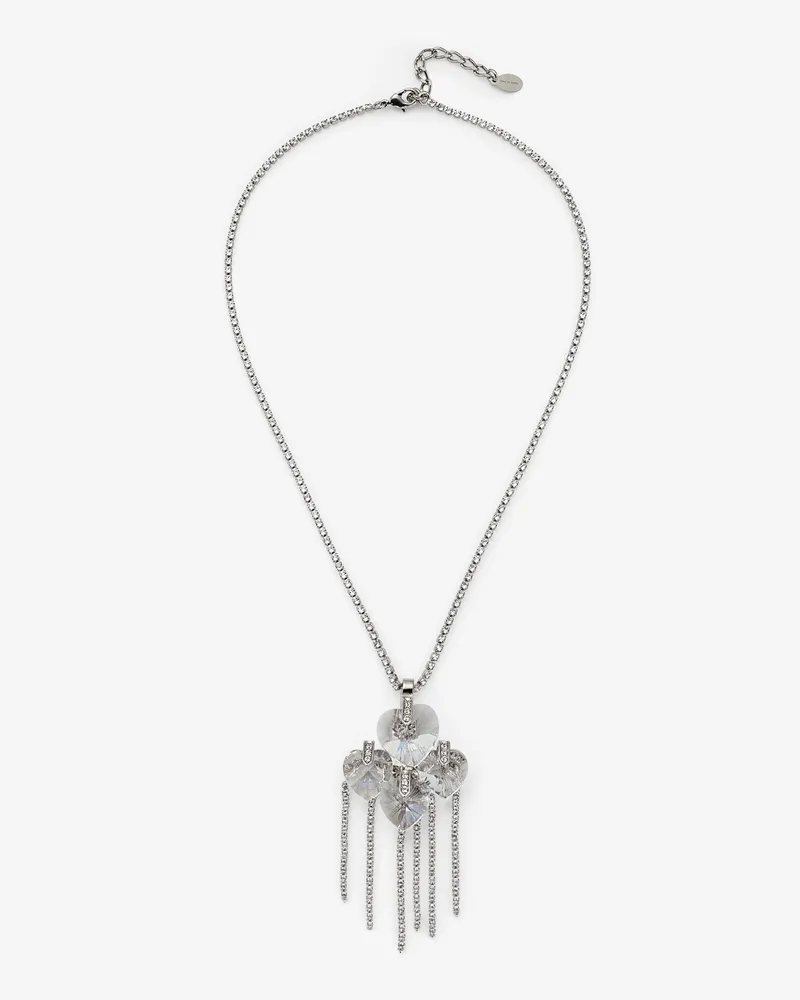 Jimmy Choo Heart Drop Necklace Silber