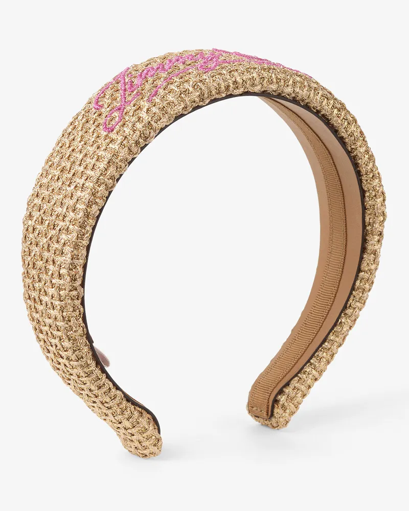 Jimmy Choo Logo Script Headband Doré