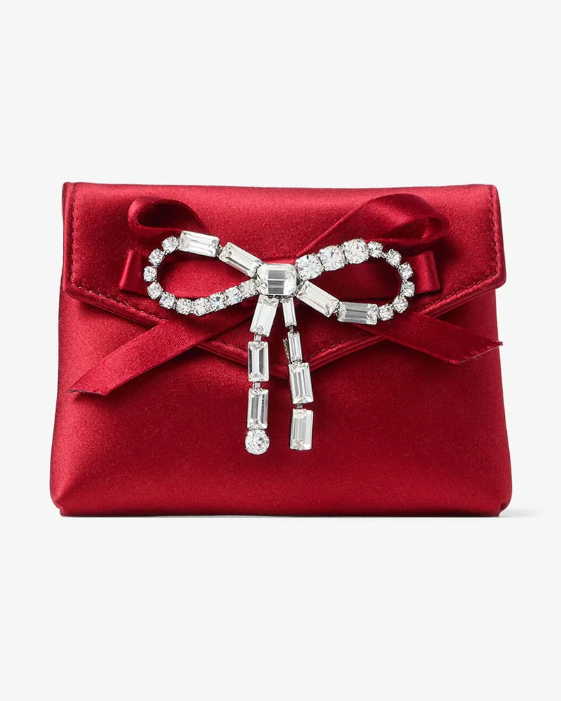 Jimmy Choo Soft Card Holder With Chain Rubinrot