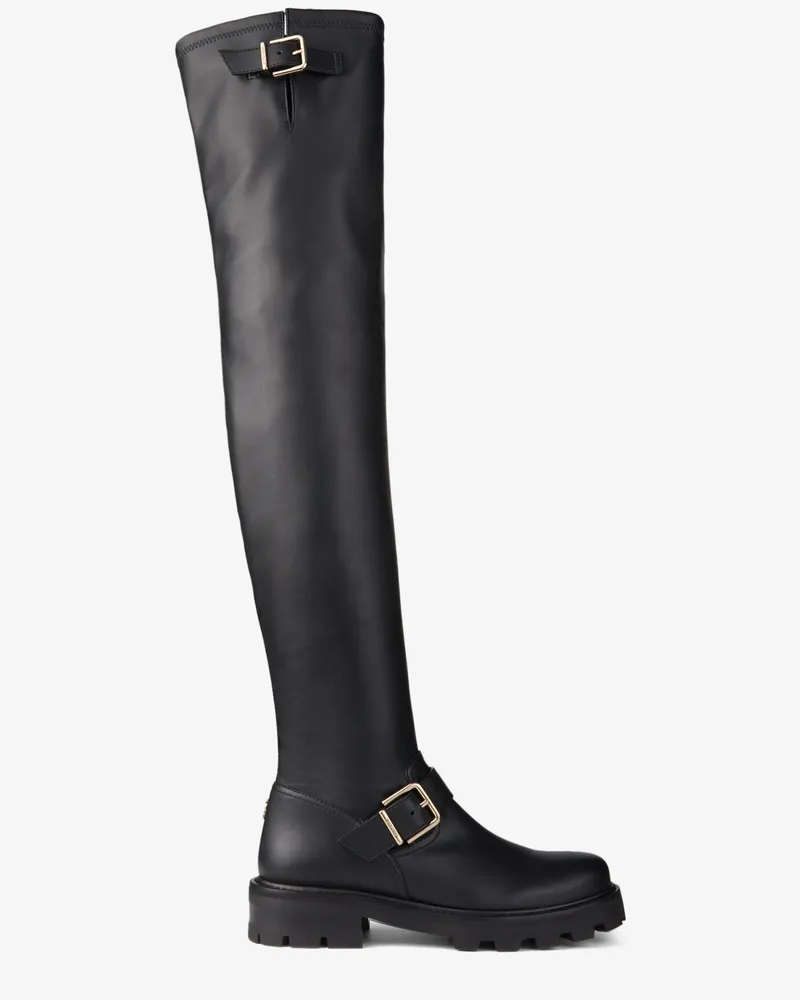 Jimmy Choo Biker Ii Over The Knee Flat Schwarz