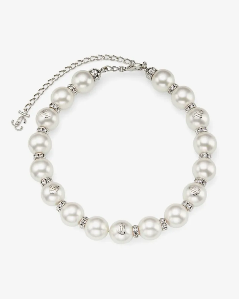 Jimmy Choo Pearl Crystal Choker Silber
