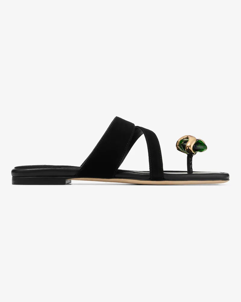 Jimmy Choo Emeri Stone Flat Schwarz