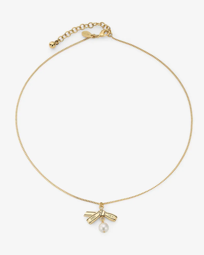 Jimmy Choo Ribbon Pendant Necklace Gold