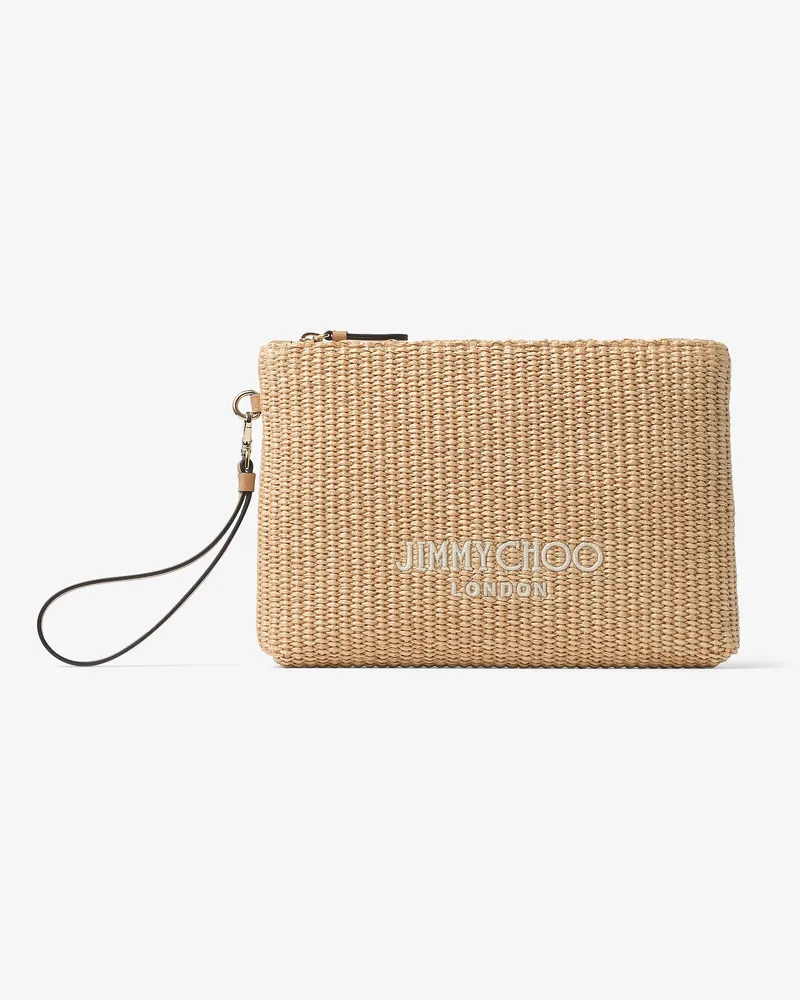 Jimmy Choo Zipped Flat Pouch Natur