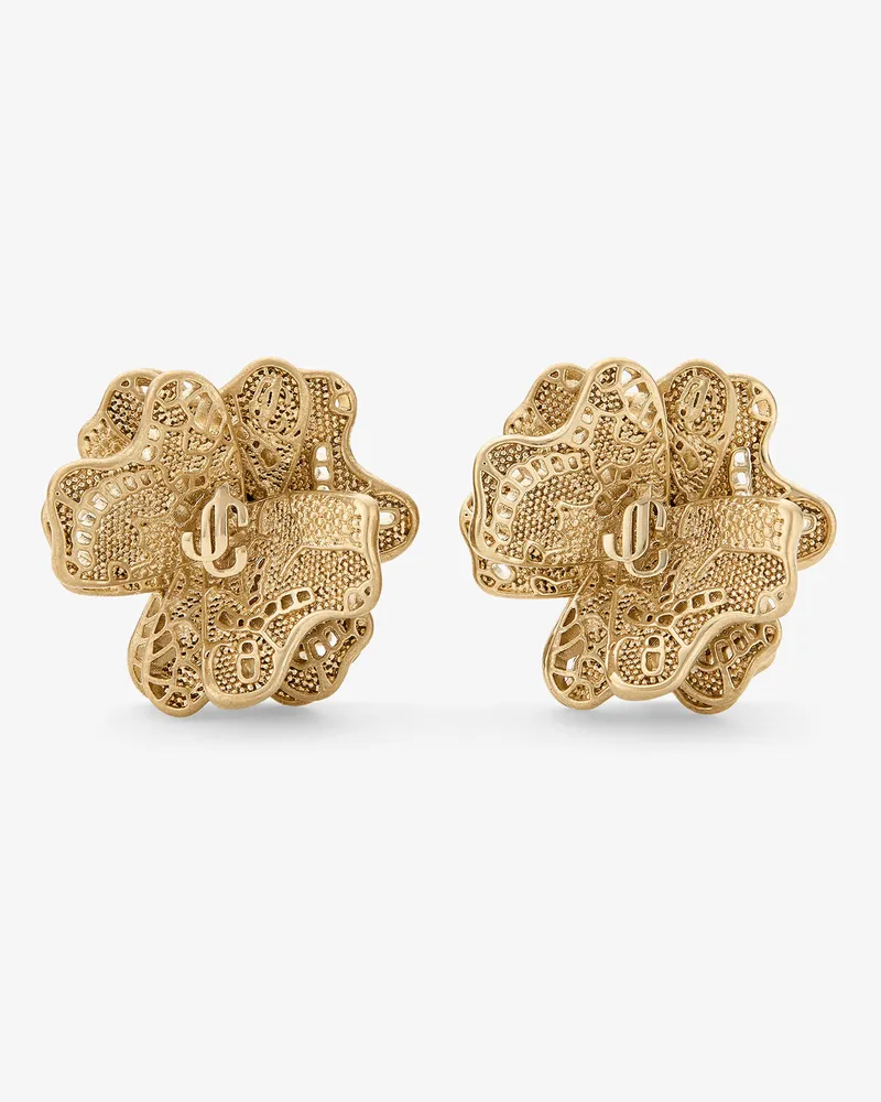 Jimmy Choo Lace Corsage Studs Silver