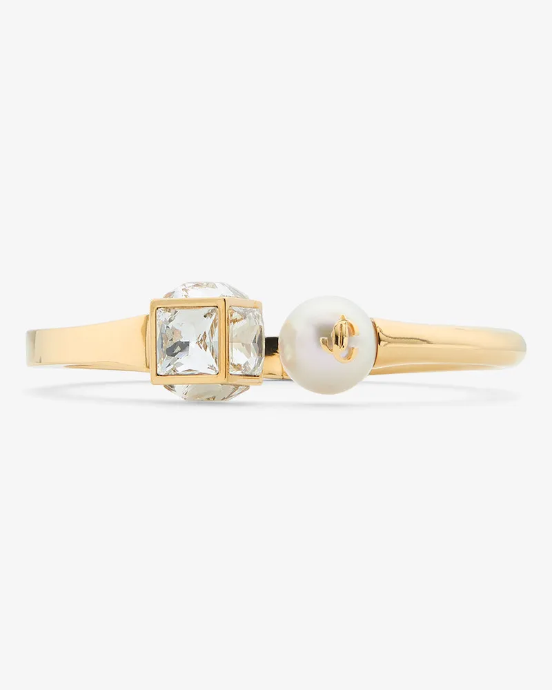 Jimmy Choo Jc Pearl Cube Cuff Large Gold