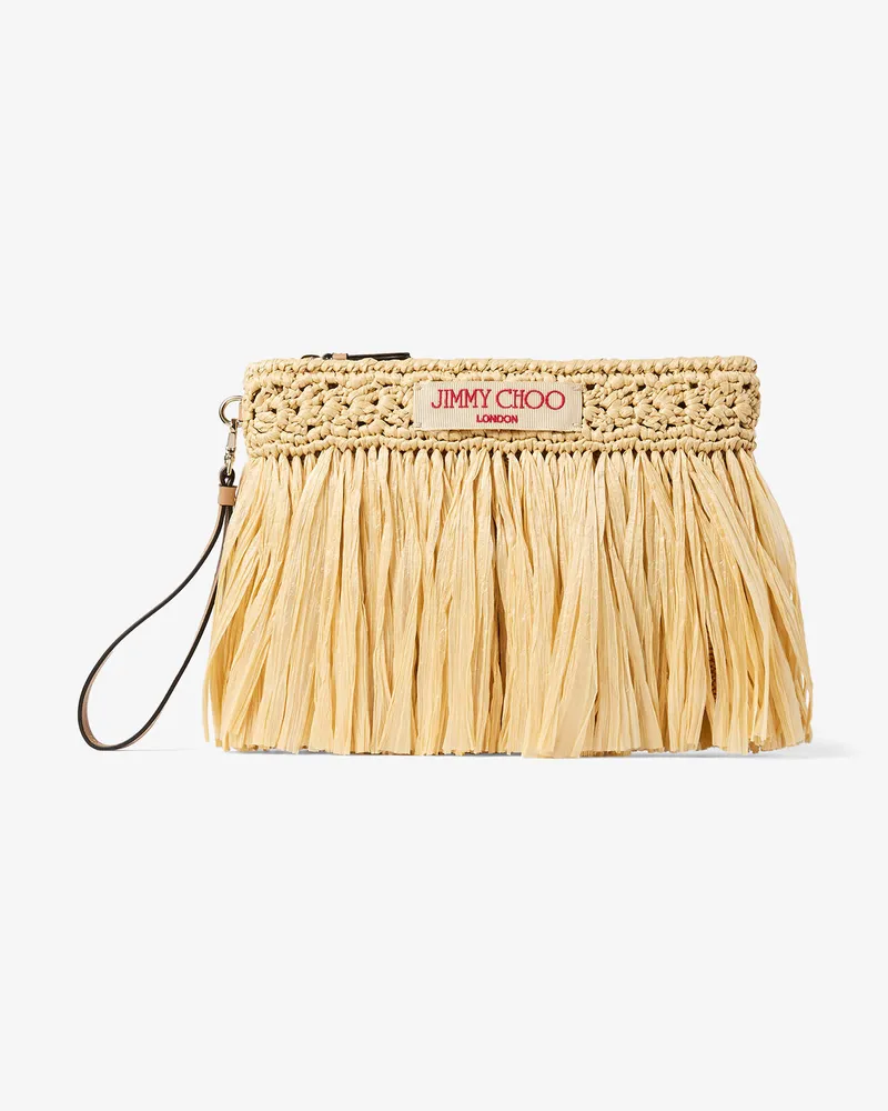 Jimmy Choo Zipped Flat Pouch Natur