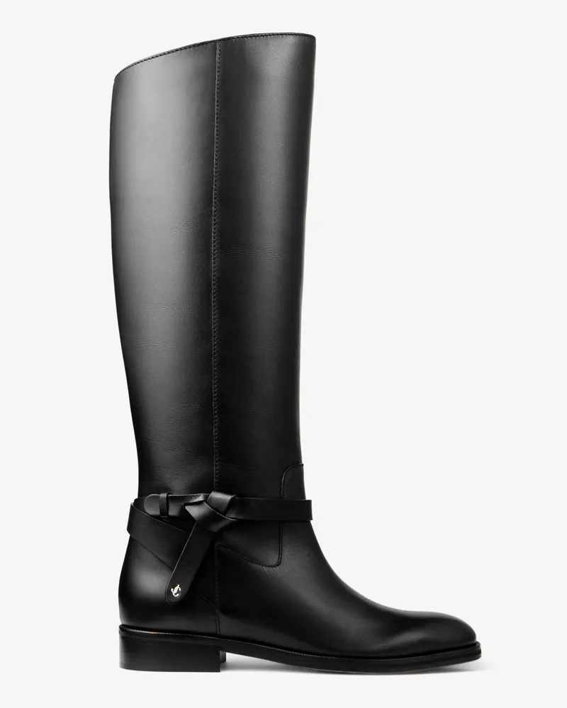 Jimmy Choo Lawton Knee Boot Flat Schwarz