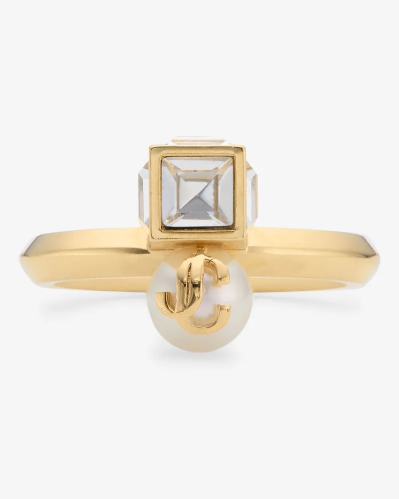 Jimmy Choo Jc Pearl Cube Ring Gold