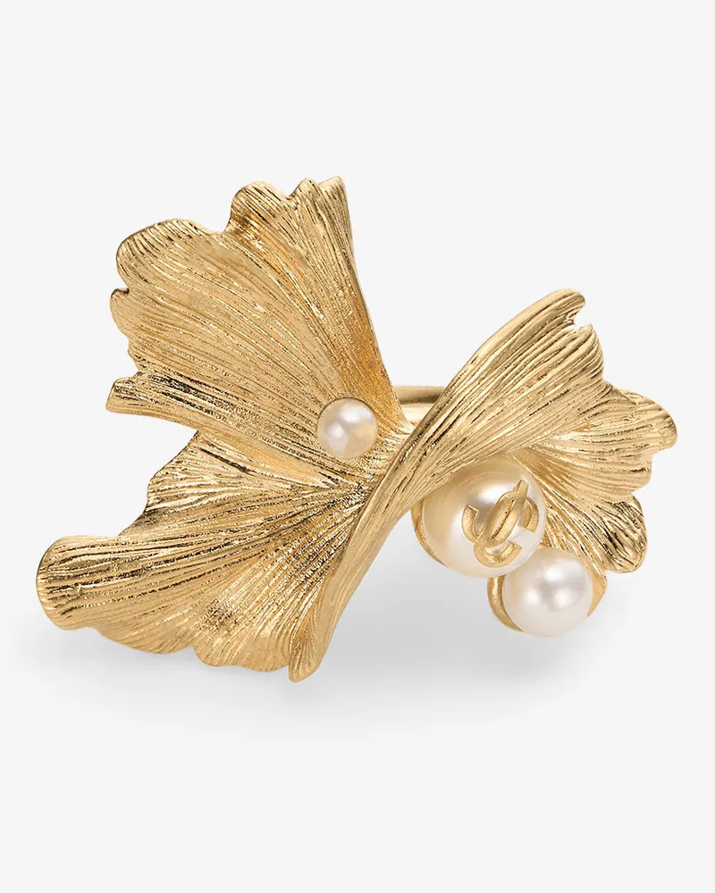 Jimmy Choo Wave Pearl Ring Gold