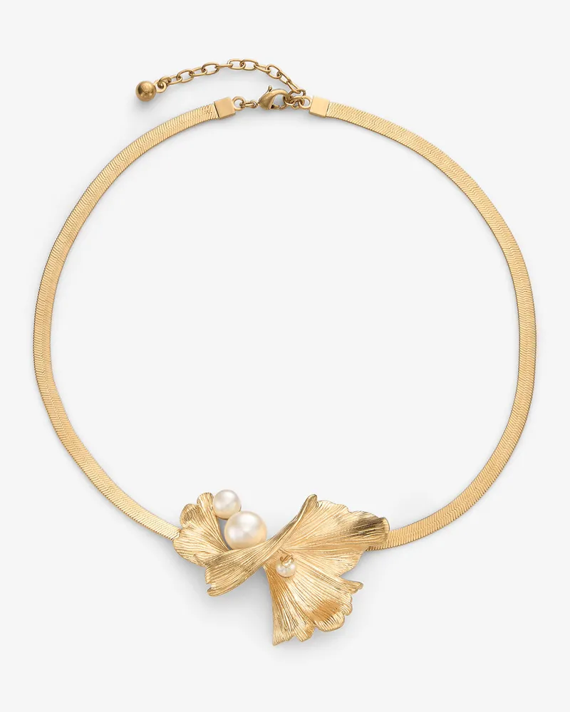 Jimmy Choo Wave Pearl Necklace Gold