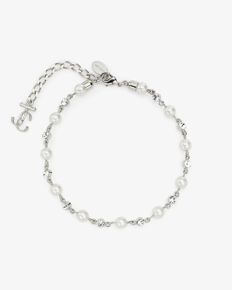 Jimmy Choo Pearl Crystal Anklet Silber