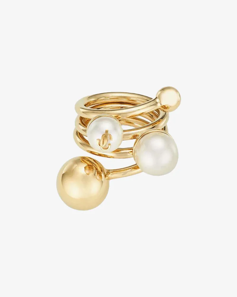 Jimmy Choo Jc Multi Pearl Ring Gold