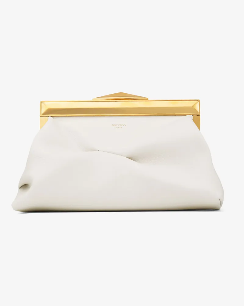 Jimmy Choo Diamond Frame Clutch Small Latte
