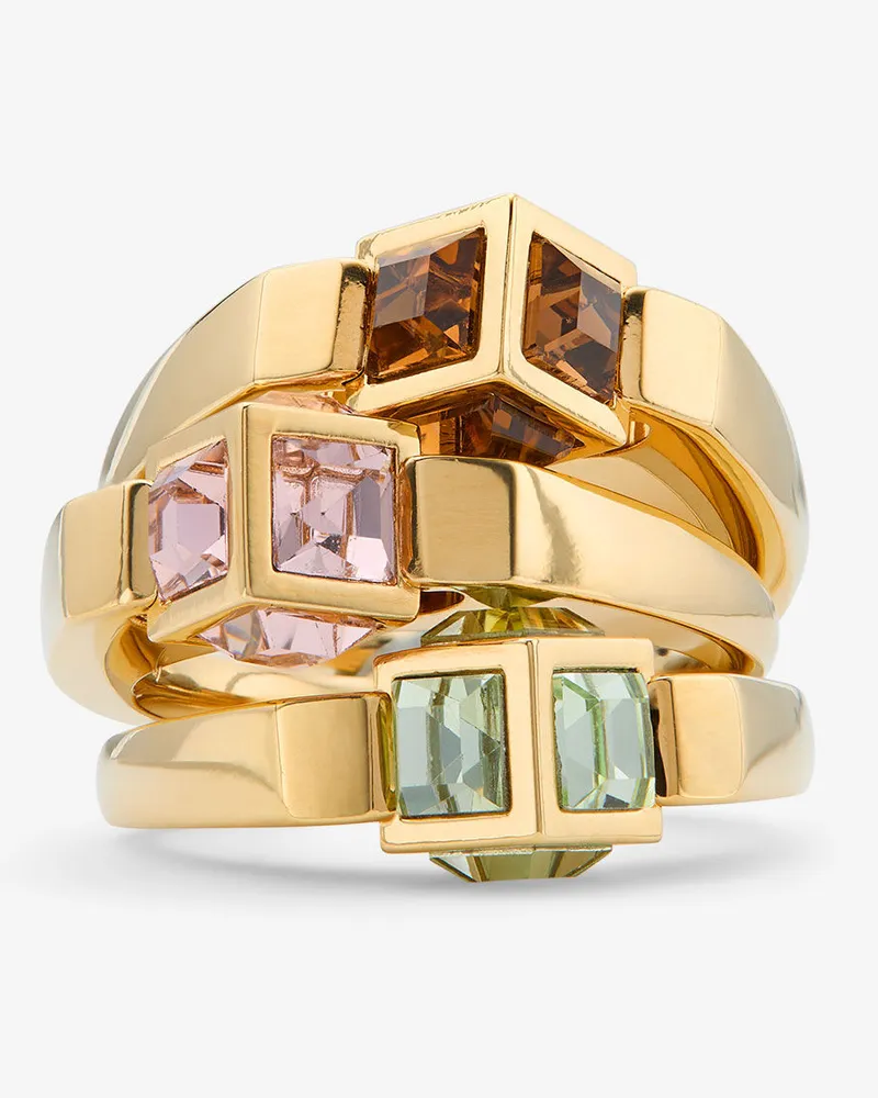Jimmy Choo Jc Cube Triple Ring Gold