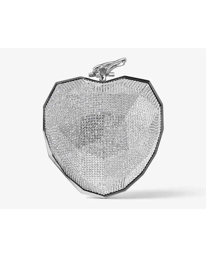 Jimmy Choo Faceted Heart Clutch Silber
