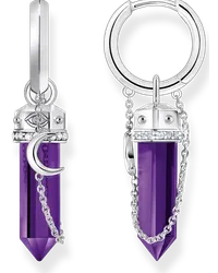 Thomas Sabo Creolen mit Anhänger mit imitiertem Amethyst Silber geschwärzt Silberfarben