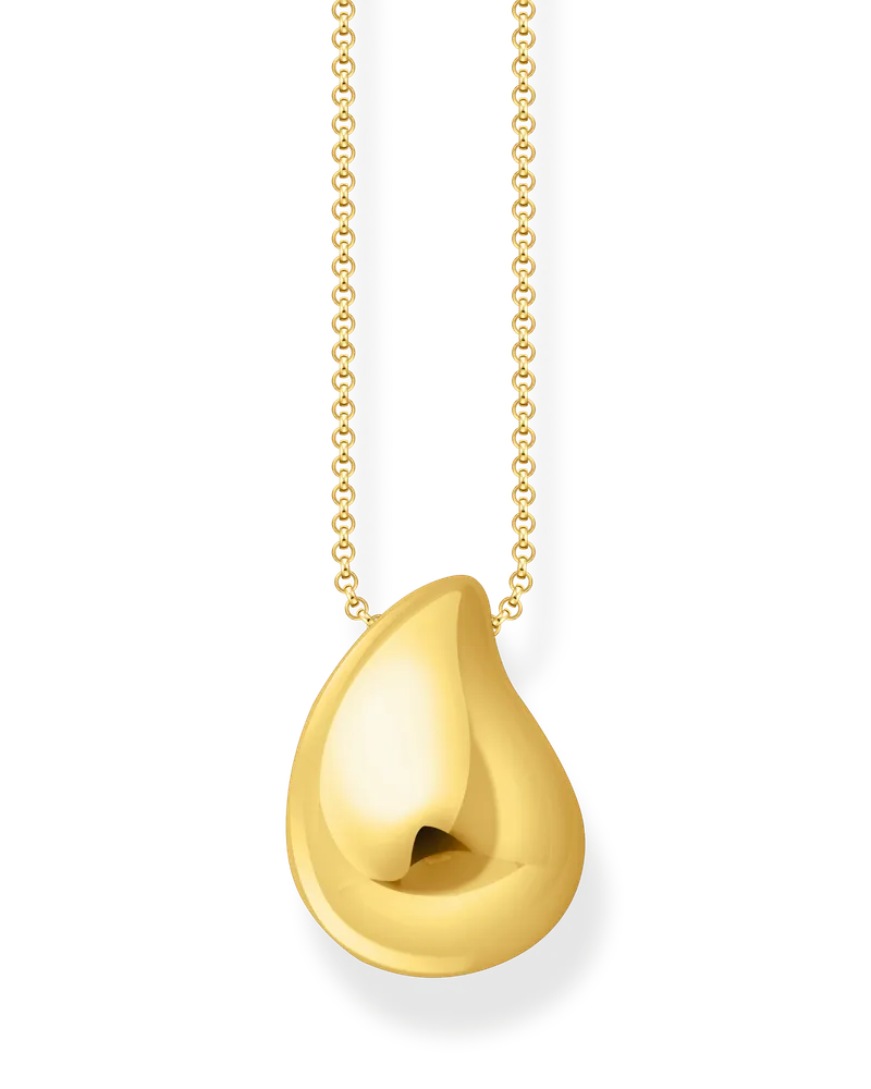 Thomas Sabo Damen Kette mit Anhänger in organischer Tropfenform vergoldet, Sterlingsilber Gelbgold vergoldet Gelbgoldfarben