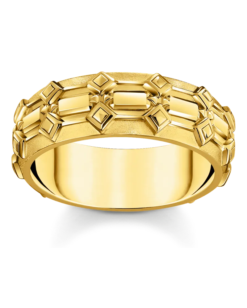 Thomas Sabo Herren Ring Krokodilpanzer breit vergoldet, Sterlingsilber Gelbgold vergoldet Gelbgoldfarben