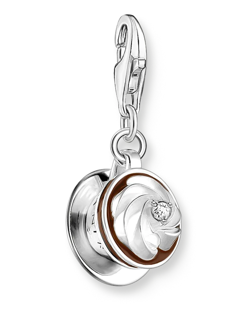 Thomas Sabo Damen Charm-Anhänger Wiener Kaffeehaus mit weißem Stein Silber, Sterlingsilber, Charm Club Collection Braun