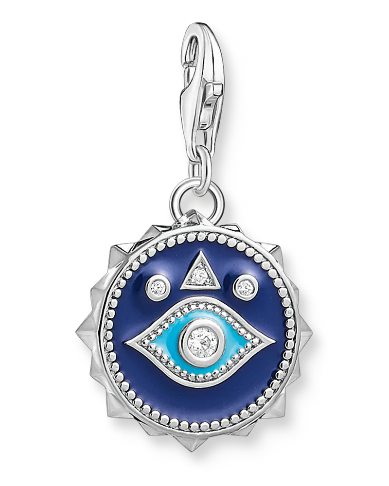 Thomas Sabo Damen Member Charm-Anhänger blaues Nazar Auge Silber, Sterlingsilber, Charm Club Collection Dunkelblau