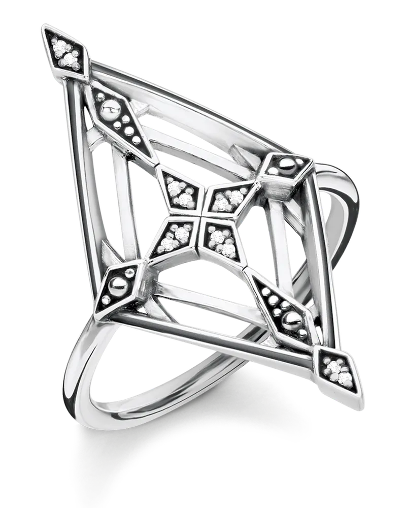 Thomas Sabo Damen Ring Vintage Kreuz, Sterlingsilber geschwärzt Silberfarben