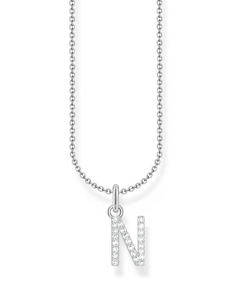 Thomas Sabo Damen Kette mit Buchstaben-Anhänger N Silber, Sterlingsilber, Charming Collection Silberfarben