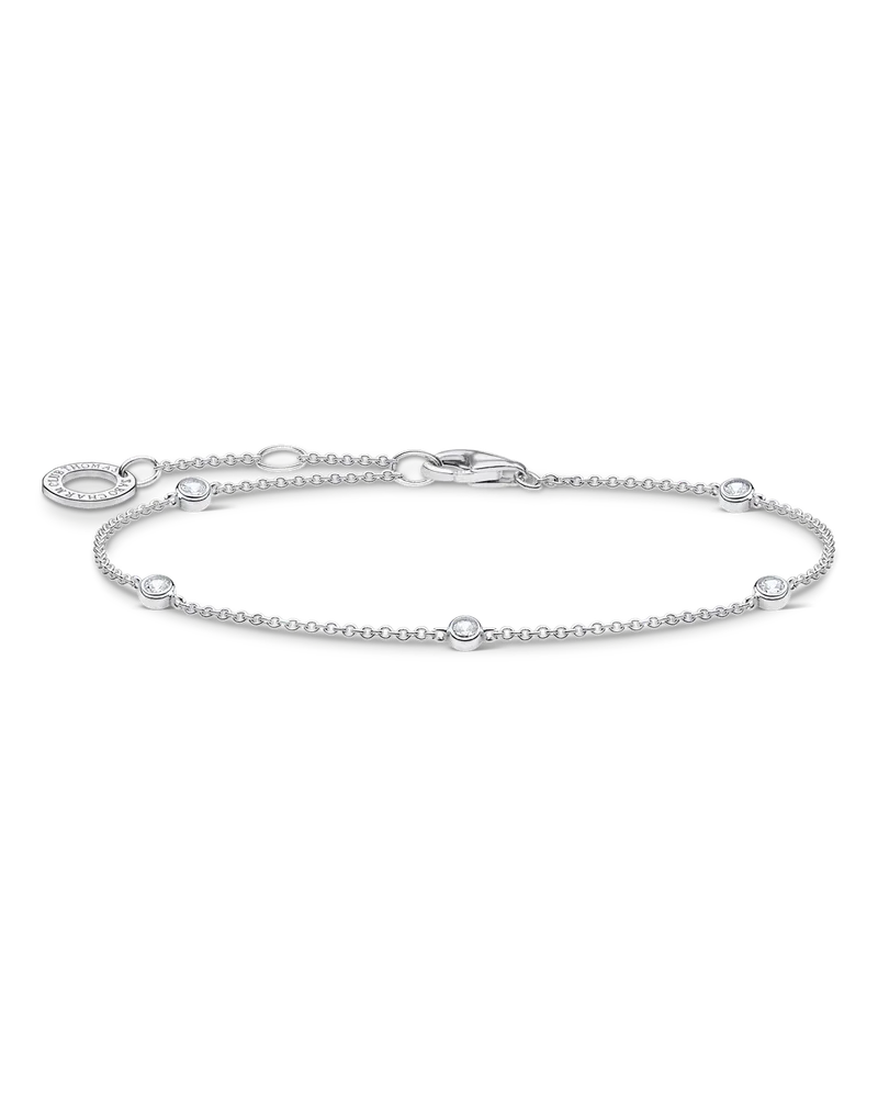 Thomas Sabo Damen Armband weiße Steine silber, Sterlingsilber, Charming Collection Silberfarben